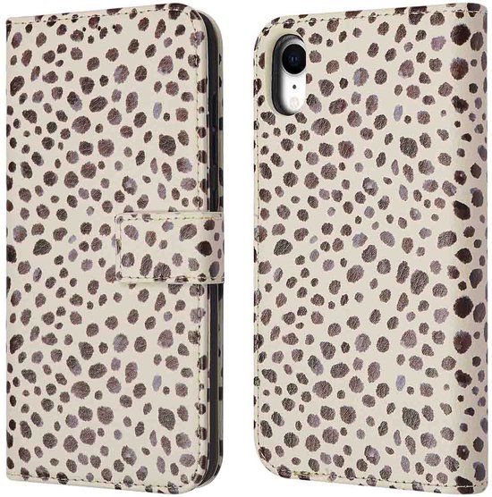 imoshion Hoesje - Geschikt voor Apple iPhone XR - Design Bookcase smartphone - Black And White Dots