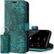 SURAZO Premium telefoonhoes voor Samsung Galaxy A14 5G, premium lederen hoes, beschermhoes met [standfunctie, kaartenvak, RFID-bescherming, bloemenpatroon] handgemaakte klaphoes, portemonnee