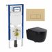 Geberit QeramiQ Dely Swirl Toiletset - Hangend - Inbouwreservoir - Zonder spoelrand - Diepspoel - PK - Dual flush - Beige bedieningsplaat - Mat zwart