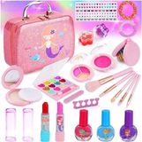 Bol Kindermake-up sets pour filles, jouets de maquillage lavables pour enfants, set de vernis à ongles avec valise