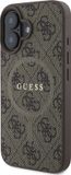 GUESS Beschermhoes Geschikt voor Apple iPhone 16 Plus MagSafe Gedrukt 4G Bruin