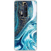 OnePlus Bedrukt siliconen hoesje compatibel met OnePlus 8 Pro Marbre bleu paillete