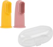 Nattou Silicone Vingertandenborstel voor Baby - 2 Stuks - Geel/Roze