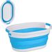 Merkloos Relaxdays Opvouwbare wasmand - 24 liter - Kunststof - Blauw-wit