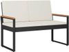 vidaXL Banc de jardin 2 places 107 x 61 x 80 cm polyrotin noir et crème