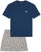 SCHIESSER Shortama Jongens Pyjamas Katoen Oceaanblauw Logo Korte Mouw Maat 140