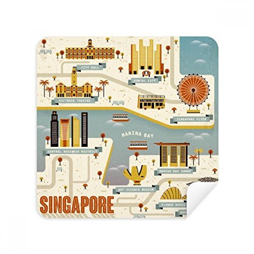 DIYthinker Vintage Singapore Landmark Bril Schoonmaak Doek Telefoon Schermreiniger Suede Stof 2 stks