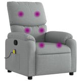 vidaXL Elektrische Massagestoel Licht Grijs Stof/Weefsel