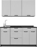 Vicco Eenpersoonskeuken Fame-Line, Wit Landhuis/Antraciet, 150 cm