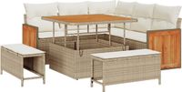 vidaXL Salon de jardin 9 pièces beige et crème