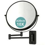 Relaxdays Make-up spiegel - 10x vergroting - Ø 20 cm - wandmontage - zwart