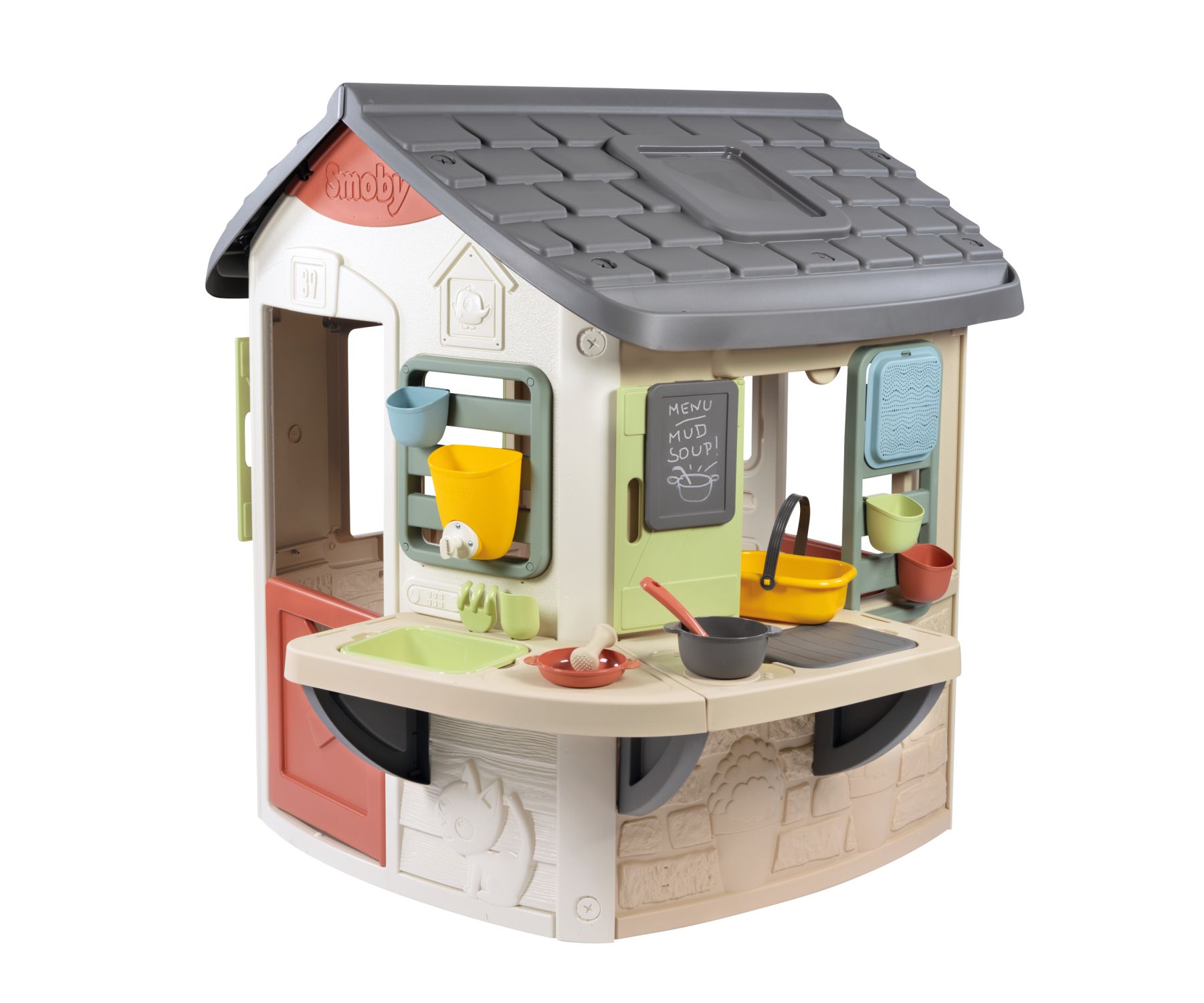 Smoby - Speelhuis met modderkeuken - 16 accessoires inbegrepen - creatief rollenspel