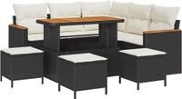 vidaXL Tuinbank Set 9-delig Zwart Polyrattan