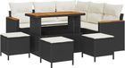 vidaXL Tuinbank Set 9-delig Zwart Polyrattan