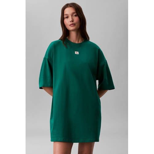 CALVIN KLEIN JEANS t-shirtjurk mini jurk donkergroen
