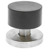 WAGNER Vloer deurstopper GLACIER - Ø 40 x 39 mm, zamak satijnglanzend, zachte aanslag TPR, zwart, aanschroefbaar, incl. bevestigingsmateriaal - 15506011