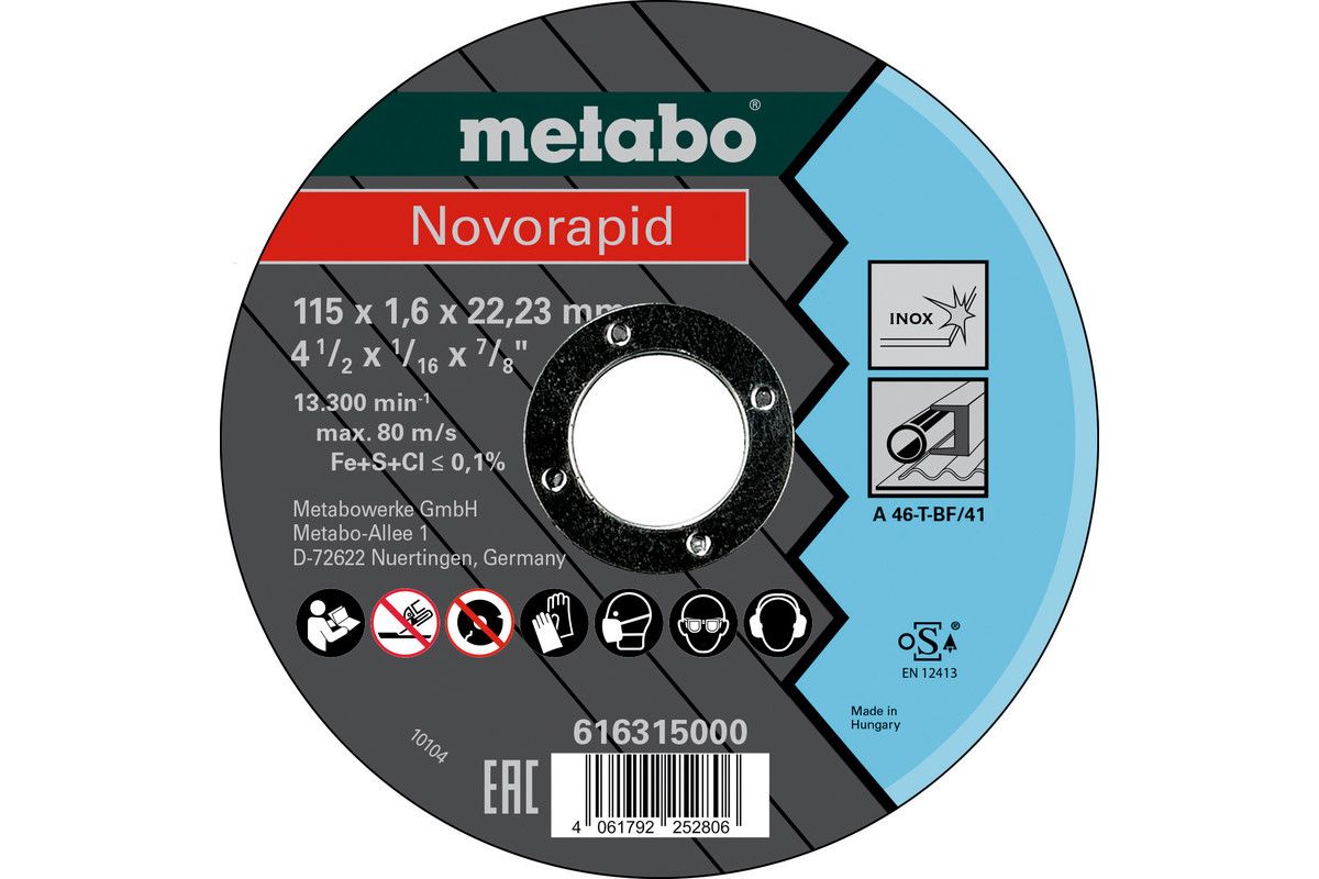 Metabo Accessoires Doorslijpschijf Ø 115x1,6x22,2 Inox, TF41 Novarapid - 616315000