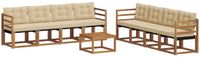 vidaXL - Hoek loungeset - 8 zitplaatsen - Natuurlijk en beige - Acacia hout