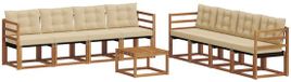 vidaXL - Hoek loungeset - 8 zitplaatsen - Natuurlijk en beige - Acacia hout