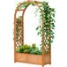 Jardinière rectangulaire sur pieds avec treillis et arche – 83 x 36 x 152 cm – fond à lattes – bois de sapin pré-huilé