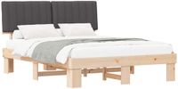 vidaXL Bedframe met Gevoerde Hoofdbord Donkergrijs 160 x 200 cm