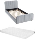 Vente-unique Bedframe fluweel grijs 90 x 190 cm