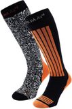 Poederbaas Skisokken Senior (2-pack) - Unisex - Oranje/Zwart/Wit - Schoenmaat 35-38