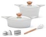 Omgoods - Set de casseroles à induction en granit, 2 pièces avec couvercle, cuisson saine