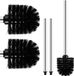 Unyqoos® Toiletborstelset met roestvrijstalen handvat, zwart, 2 reserveborstels