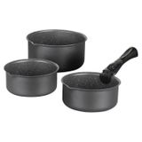 Set de cuisine, 3 pièces, 16-18-20 cm, poignée amovible, aluminium, antiadhésif, convient à toutes les sources de chaleur, y compris induction, gris mat