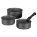 Set de cuisine, 3 pièces, 16-18-20 cm, poignée amovible, aluminium, antiadhésif, convient à toutes les sources de chaleur, y compris induction, gris mat