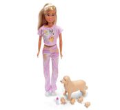 Simba Steffi Love Welcome Puppies – modepop met drachtige hondendemama en 2-4 puppy's, incl. hondenmand en accessoires, poppenset voor kinderen, 29 cm, vanaf 3 jaar
