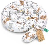 Totsy baby ASE Spolka Akcyjna XXL Bedslang Bedkussen Voedingskussen Bedrol Bedrandbescherming Sierkussen Bedomranding Slang XL Handgemaakt Bruin met Herten 150 cm Oeko-Tex-certificaat