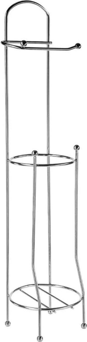 5five Staande wc/toiletrolhouder met reservoir zilver 66 cm - Wc-rol houder - Toiletrol houder