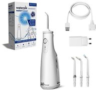 Waterpik White Cordless Select Water Flosser, verwijdert plaque en verbetert de gezondheid van het tandvlees, 360 graden tiprotatie, wereldwijde spanning, veilig voor implantaten, kronen en fineers, USB-oplader (WF-10 UK)