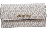 Michael Kors Jet Set Travel portemonnee van leer met drie plooien, vanille