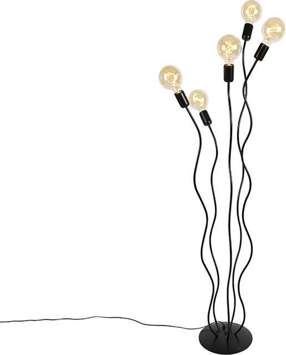 QAZQA wimme - Vloerlamp - 5 lichts - H 150 cm - Zwart