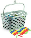 Plasticforte Wasknijpers ophang mandje/bakje - mintgroen - met 72x plastic knijpers