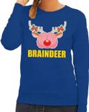 Bellatio Decorations Shoppartners Bv Foute kersttrui / sweater braindeer blauw voor dames - L