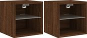 vidaXL Meuble TV mural avec LED - Set de 2 - 30x28,5x30 cm - Chêne brun