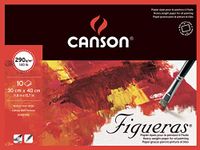 Canson Figueras Olie & Acryl 290gsm papier blok inclusief 10 vellen, afmeting: 30x40cm, canvasachtige textuur