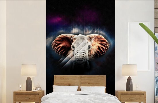 Nr1Wallpaper Behang - Fotobehang Olifant - Zwart - Kleuren - Breedte 150 cm x hoogte 240 cm