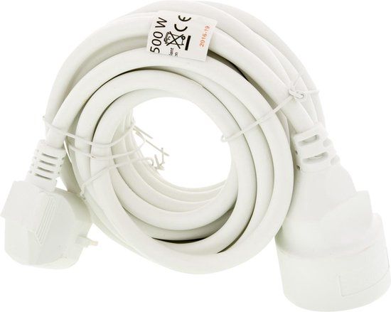 Exin Verlengsnoer - 5 meter - Met penaarde - Wit