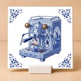 King Delftse blauwe tegel 11x11 Expresso machine met houder
