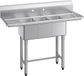 Latios évier de cuisine 3 bacs - Horeca/Foodtruck - Deux éviers - Crédence - Acier inoxydable - Dimensions 137 x 51 x 110 cm - Argent