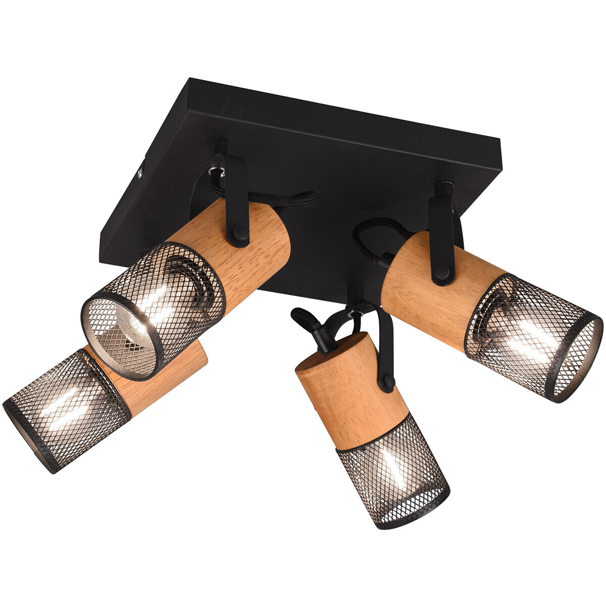 BES LED LED Plafondspot - Trion Yosh - E14 Fitting - 4-lichts - Vierkant - Mat Zwart - Aluminium