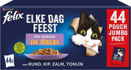 FELIX Elke Dag Feest in Gelei Mix Selectie - Kattenvoer Natvoer - 44 x 85 g