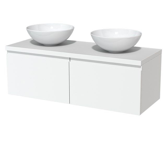 Maxaro Badkamermeubel Modulo Plato 120cm Mat Wit 2 Lades Greeploos