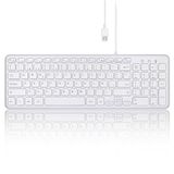 Perixx Periboard-213 W stil USB-schaartoetsenbord met kabel, compact ontwerp met numeriek toetsenblok, wit, Spaanse QWERTY met