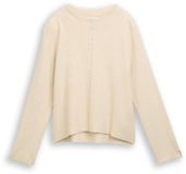Tom Tailor - Pull en maille court à col montant - Taille M - sable beige chiné